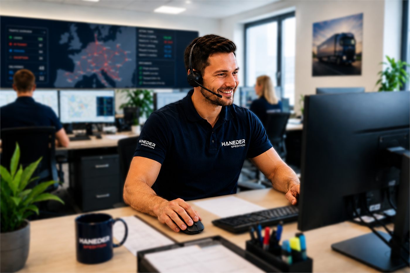 Mitarbeiter im Kundenservice am Telefon